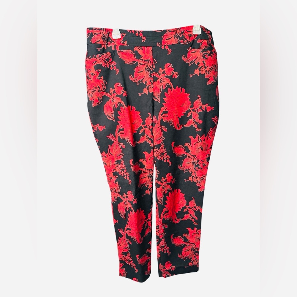 Chico's Red and Black Floral Pants